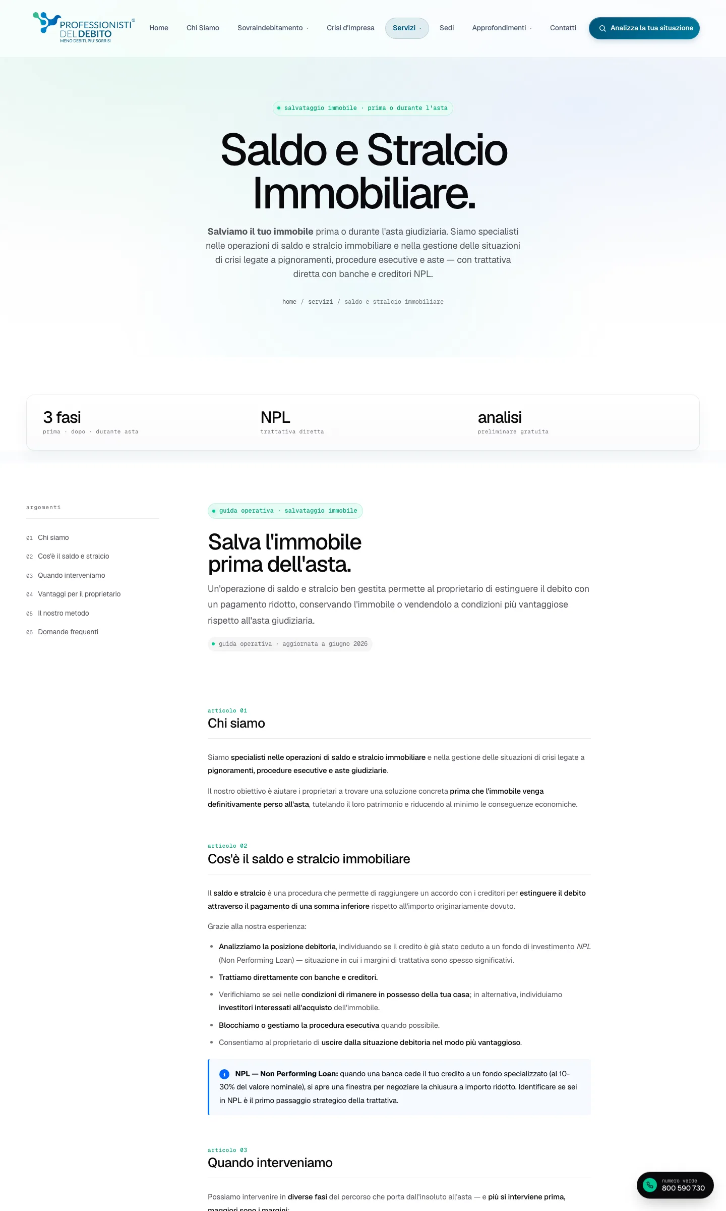 Pagina saldo e stralcio